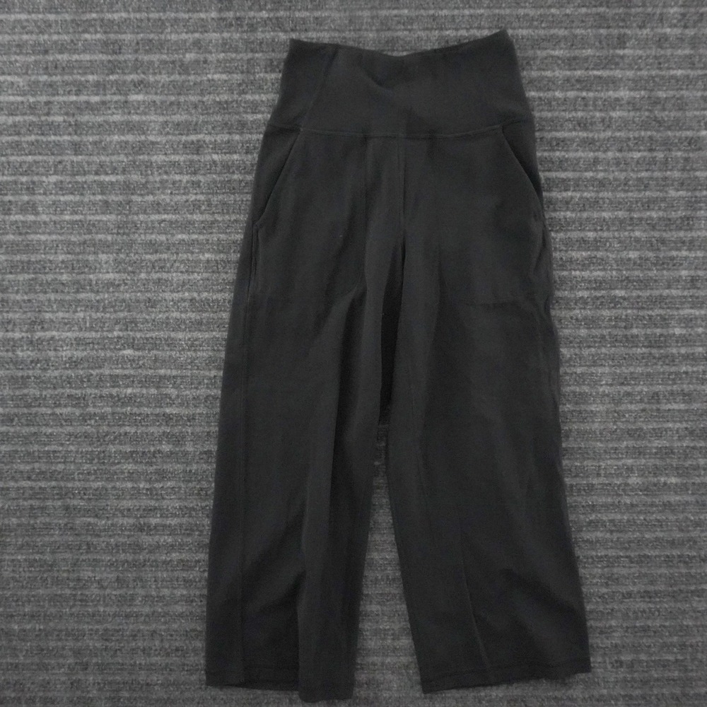 Lululemon Align Wide Leg Crop Pants Women Size 4 Black High Rise Yoga Pockets